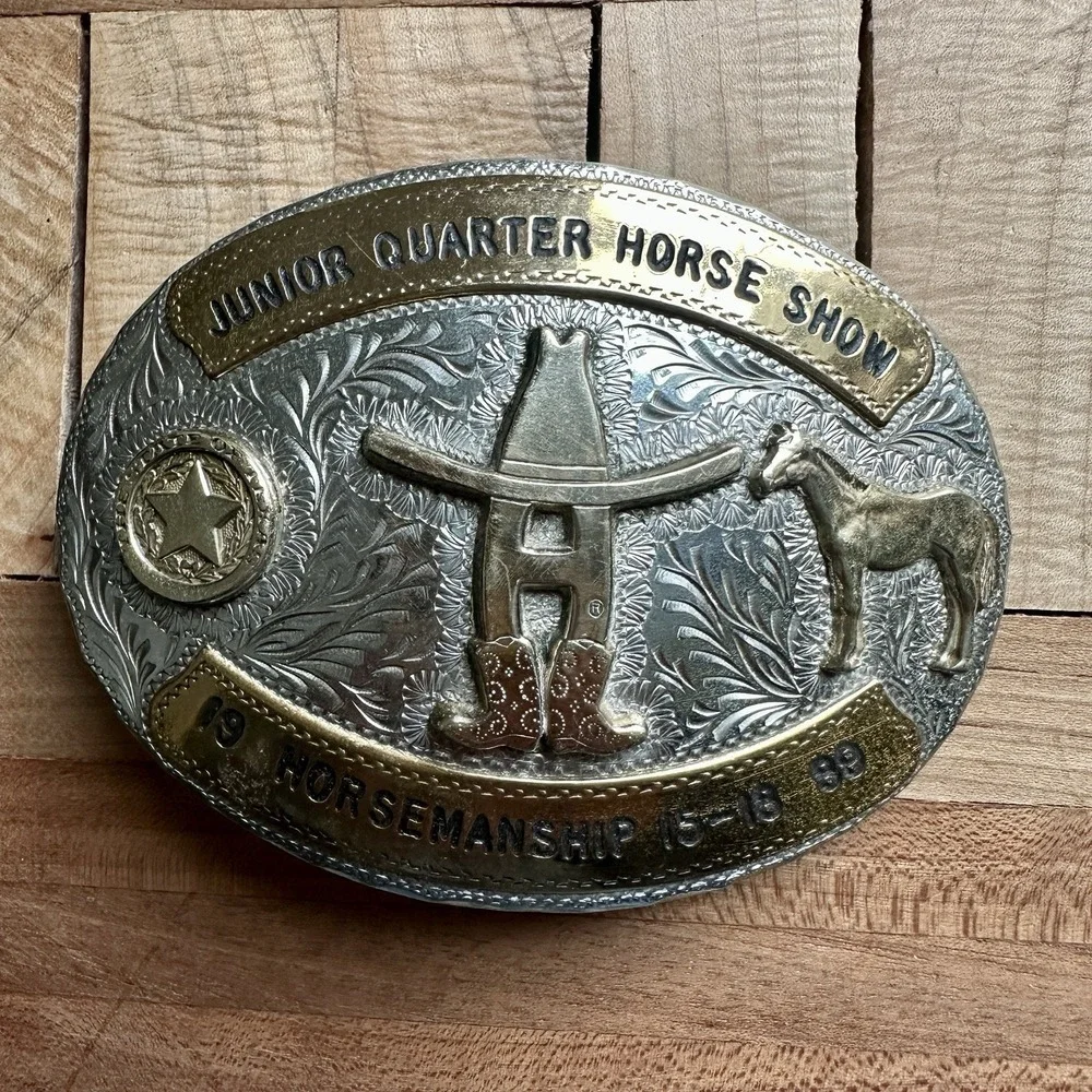 Award Design Medals Junior Quarterhorse Show Belt Buckle 4.2 Inch 1989 Texas